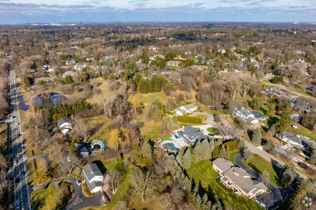 Aerial view of Bloomfield Hills.