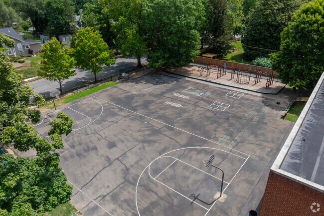 Crystal Springs Elementary School has basketball courts and a playground for recess.