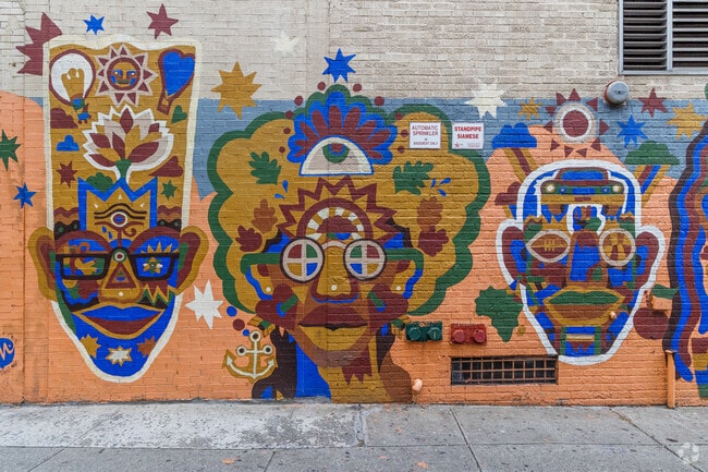 New Visions Aim Charter High School has murals on all its walls.