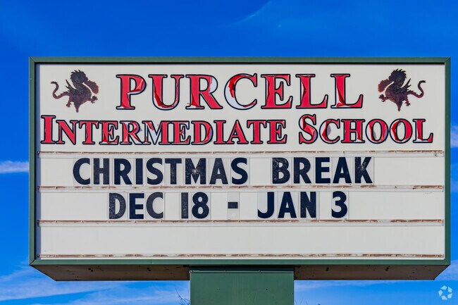 Close up shot of the signage of Purcell Intermediate School.