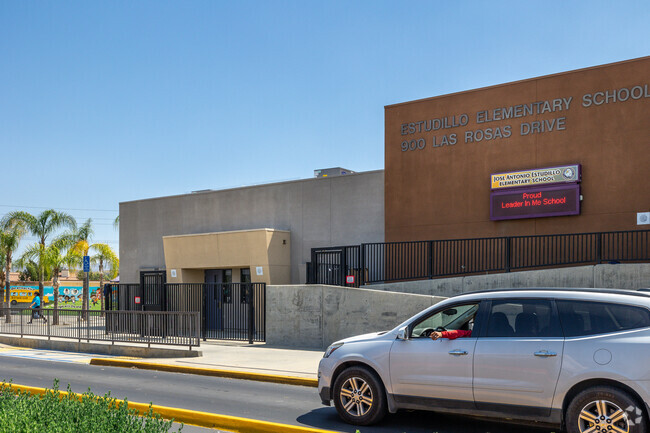 Blue skies are seen over Estudillo Elementary School in San Jacinto.