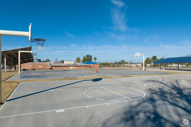 Kids enjoy the large basketball court at Dunham Elementary School.