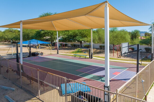 Camelback Desert School in Shea Corridor features a basketball court for its students to enjoy.