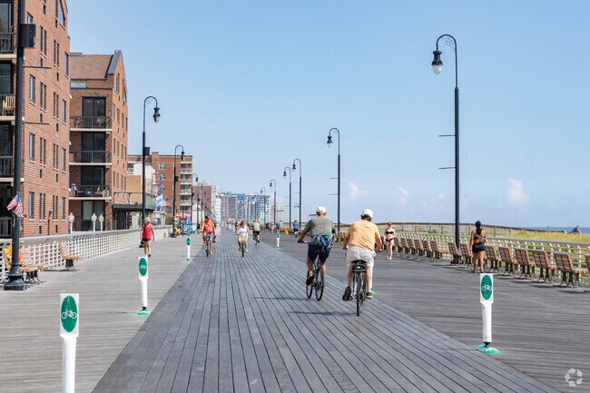 Many local residents run, walk and ride bikes on Long Beach's boardwalk along the ocean.