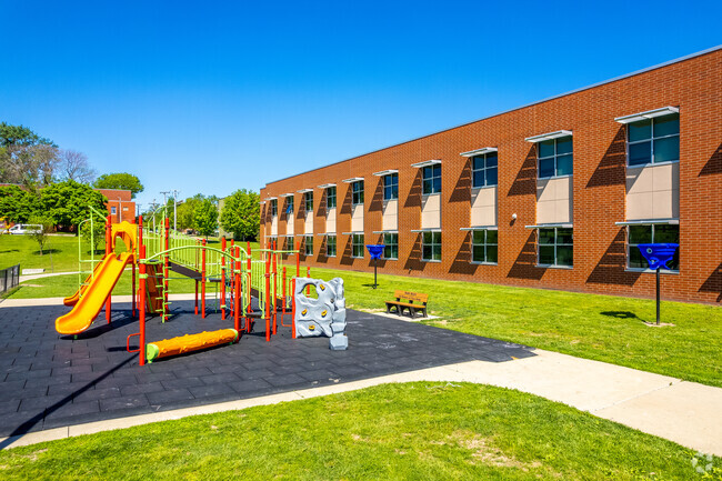 Modern playgrounds and ample outdoor space make for fun recess time.