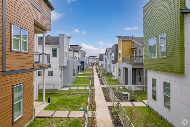 Spring Shadows features an array of colorful homes and small backyards.