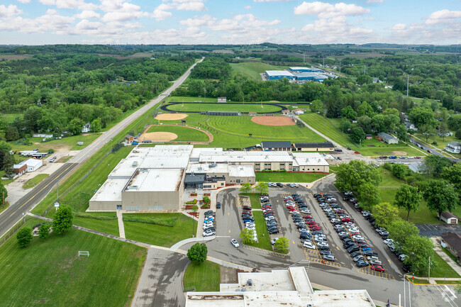 Poynette High School in Poynette, WI is surrounded by nature the local middle school.