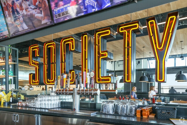 Society Burger in Broken Arrow has a large covered patio and lots of bar space.