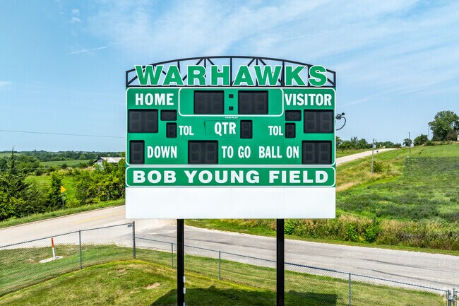 The high school football field is located right outside Southeast Warren Intermediate School.