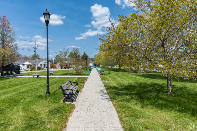 Pathway in a small park along Meadow Road in Casco, Maine.