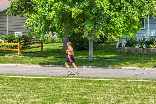 The streets of River West is lively with walkers and joggers.