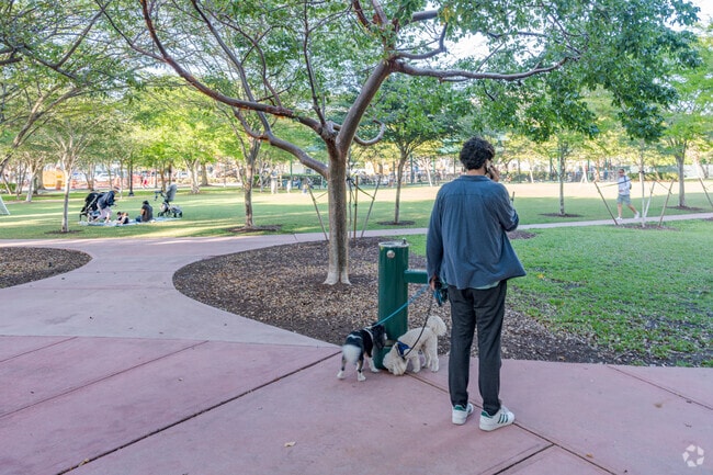 Residents of the Venetian Islands enjoy taking their pets for a stroll.