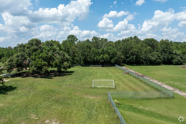 Children at Barrett Elementary can get out an kick the soccer ball out on the soccer fields.