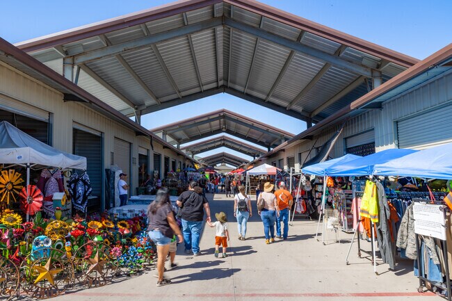 Traders Village in Southwest San Antonio is shaded to protect shoppers from the elements.