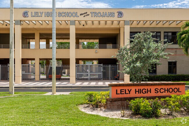 Lely High School in Naples welcomes students through its main entrance.
