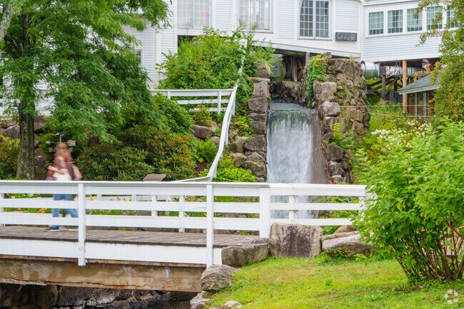 Take a peek over at the water fall when shopping at Mill Falls in Meredith near New Hampton.