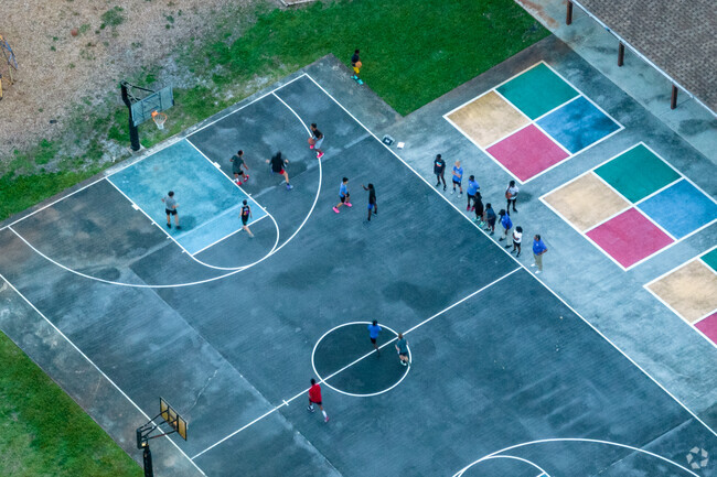 Aerial view of the The Highlands Christian Academy basketball court.