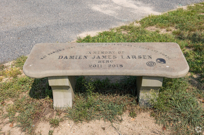 A memorial bench rests at Stony Brook Elementary in Brewster.