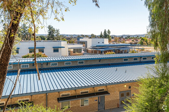 A row of classrooms being constructed at Stanley G. Oswalt Academy in Walnut