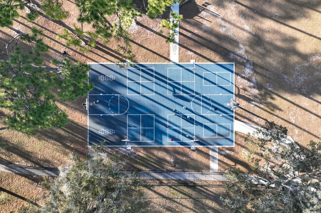 George W Marks Elementary School offers an outdoor court for various activities for students.