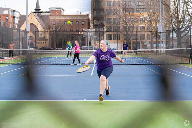 Ramsay Park is a popular park in Lower Roxbury providing tennis courts and basketball hoops.