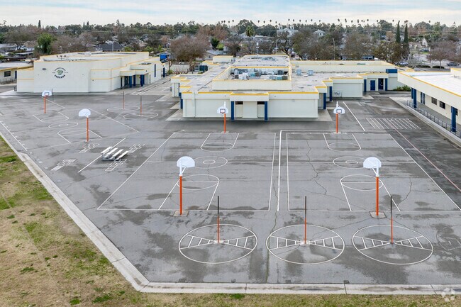 The basketball courts at Columbia Elementary School in Fresno.