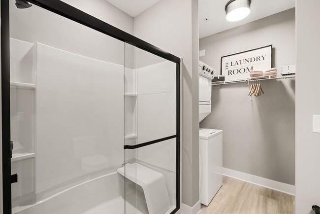 Iron Works Model Bathroom and Closet with In-Unit Laundry