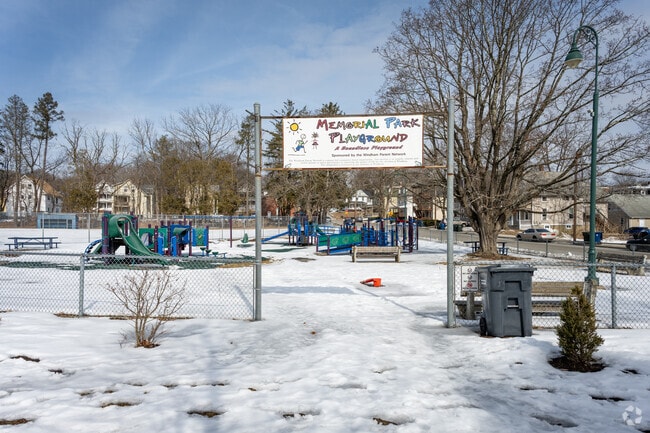 Memorial Park in Willimantic, CT, features sports fields and a playground for a fun day out.