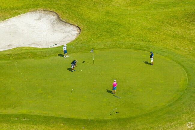Friends enjoying a great sunny afternoon playing golf in Eagle Trace.