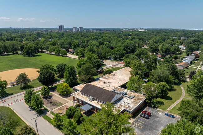Mulberry School offers a sprawling campus when viewed from above.