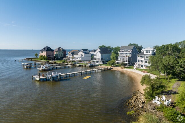 These waterfront homes in Edgemere experience spectacular sunrises.