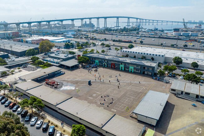 Perkins Elementary School enjoys a view of the Coronado Bridge.