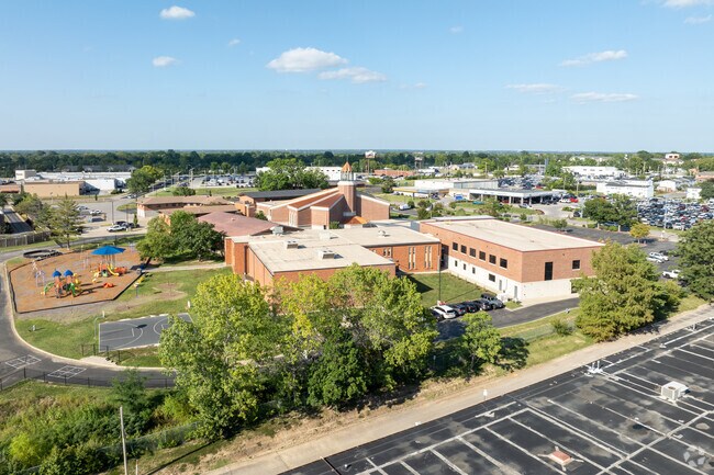 Our Lady of Lourdes Interparish School shares it's campus with the main worship building.