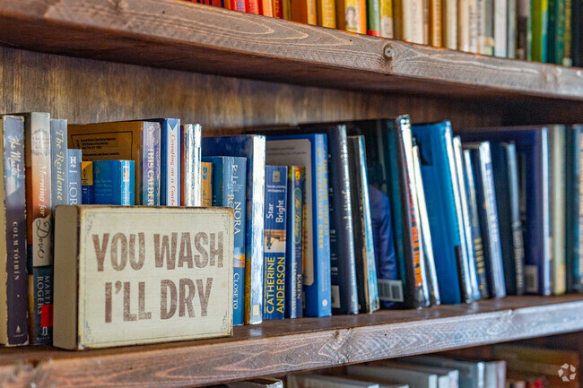 East End Cafe in Landmark features a cute library along the back wall.