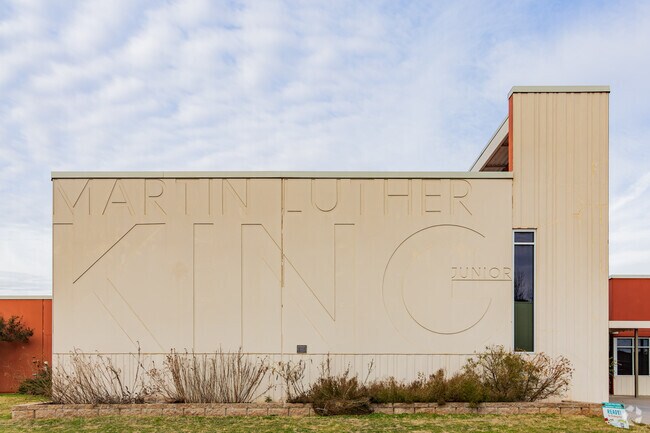 M.L. King Jr. Elementary School had a cool wall of the school name sign.