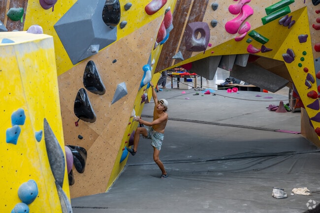 Skyview residents enjoy the nearby Crux Climbing Center Central for fitness and fun.