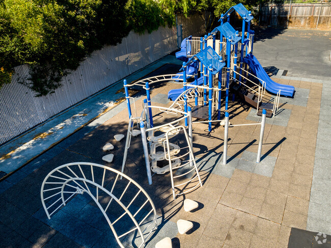 Sunnybrae Elementary School has multiple jungle gym sets for students to enjoy.