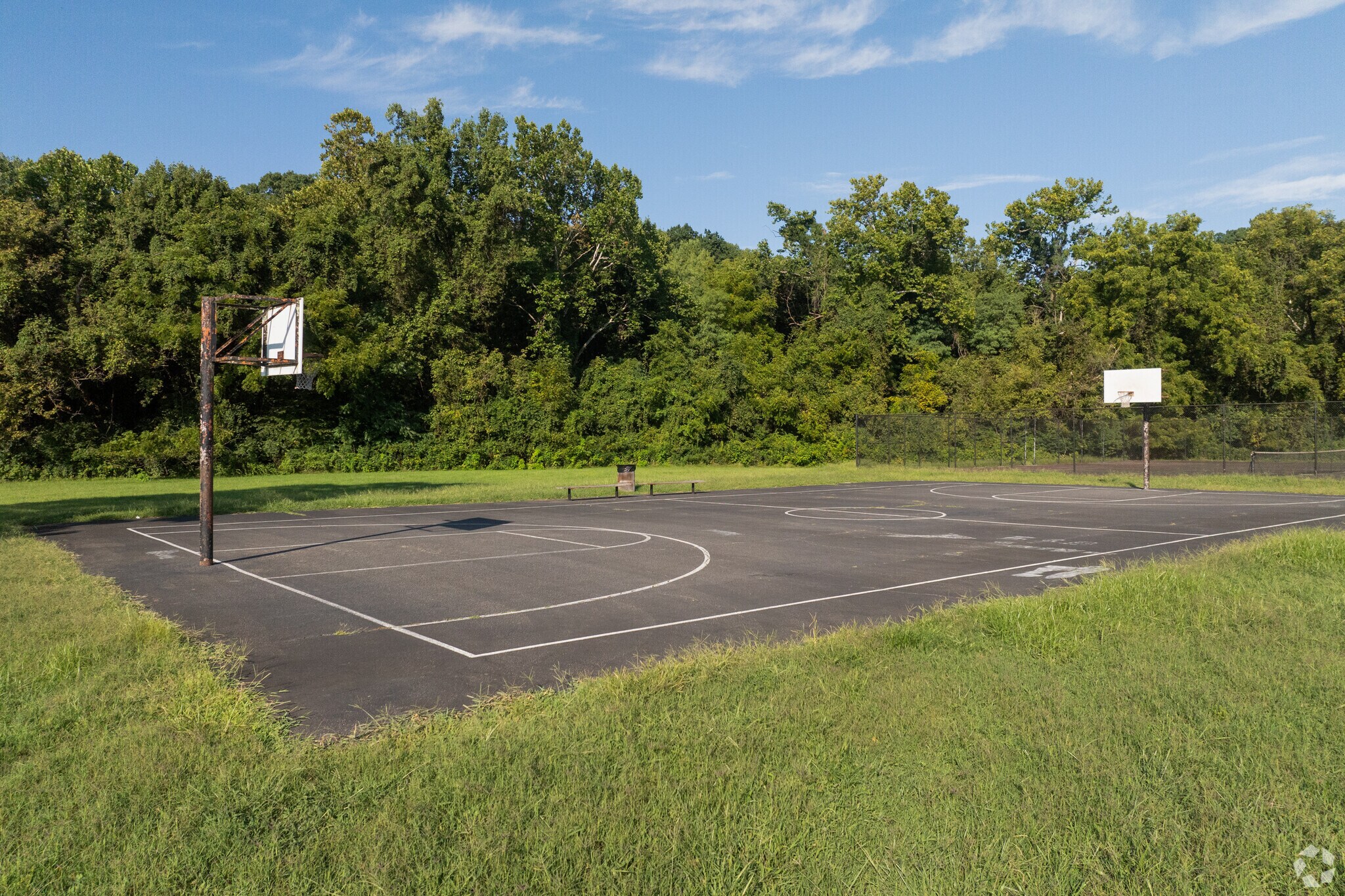 Strauss Park’s courts are a hub for local basketball enthusiasts.