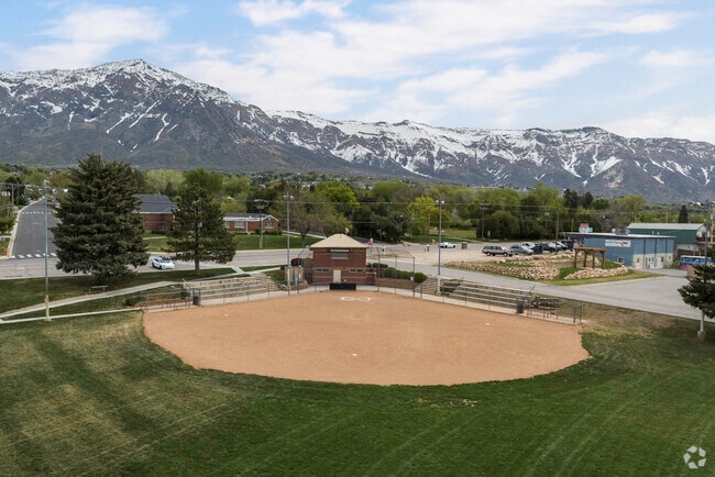Pleasant View Park has a baseball field and a beautiful view of the mountains in Pleasant View.