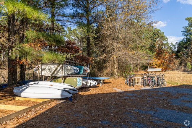 Kayaks and bikes await the beginning of a new season at Assawoman Canal Trail in Ocean View.