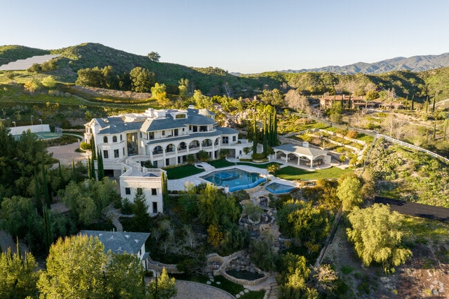 Large mansions rest among the hillside in Coto De Caza, CA.