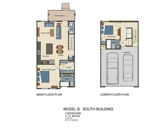 Model B - 2 Bd Suites/2.5 Bath