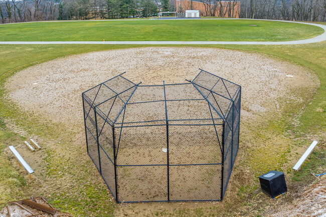 Trinity Christian School includes a baseball field at the top of the property.