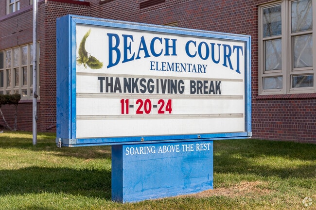 Beach Court Elementary School  serves PK-5.