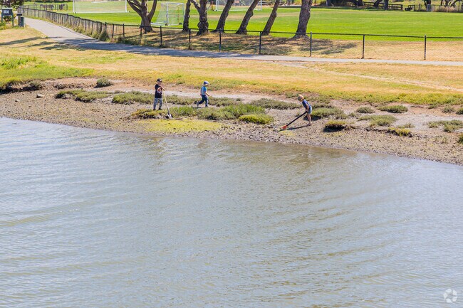 It's common to see kids playing by the Pickleweed Inlet at Bayside Park in Sycamore Park.