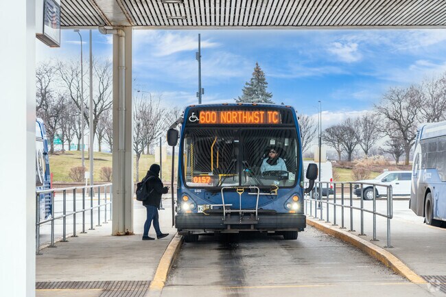 You can catch a bus at the Rosemont Station near Schiller Park.