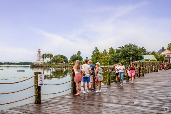 Near the Village of Summerhill, Lake Sumter Landing has a picturesque waterfront to enjoy.