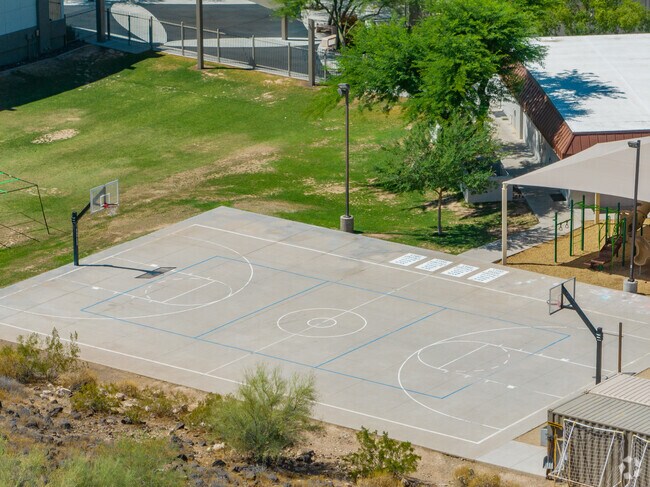 Arrowhead Christian Academy has basketball court for physical education classes.