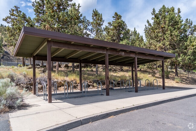 Bicycle racks are provided for students at Pilot Butte Middle School in Bend.