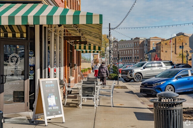 Greendale residents enjoy walking and shopping around the shops of Lawrenceburg.